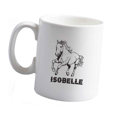 10 oz Horse illustration with personalised name ceramic mug left sided