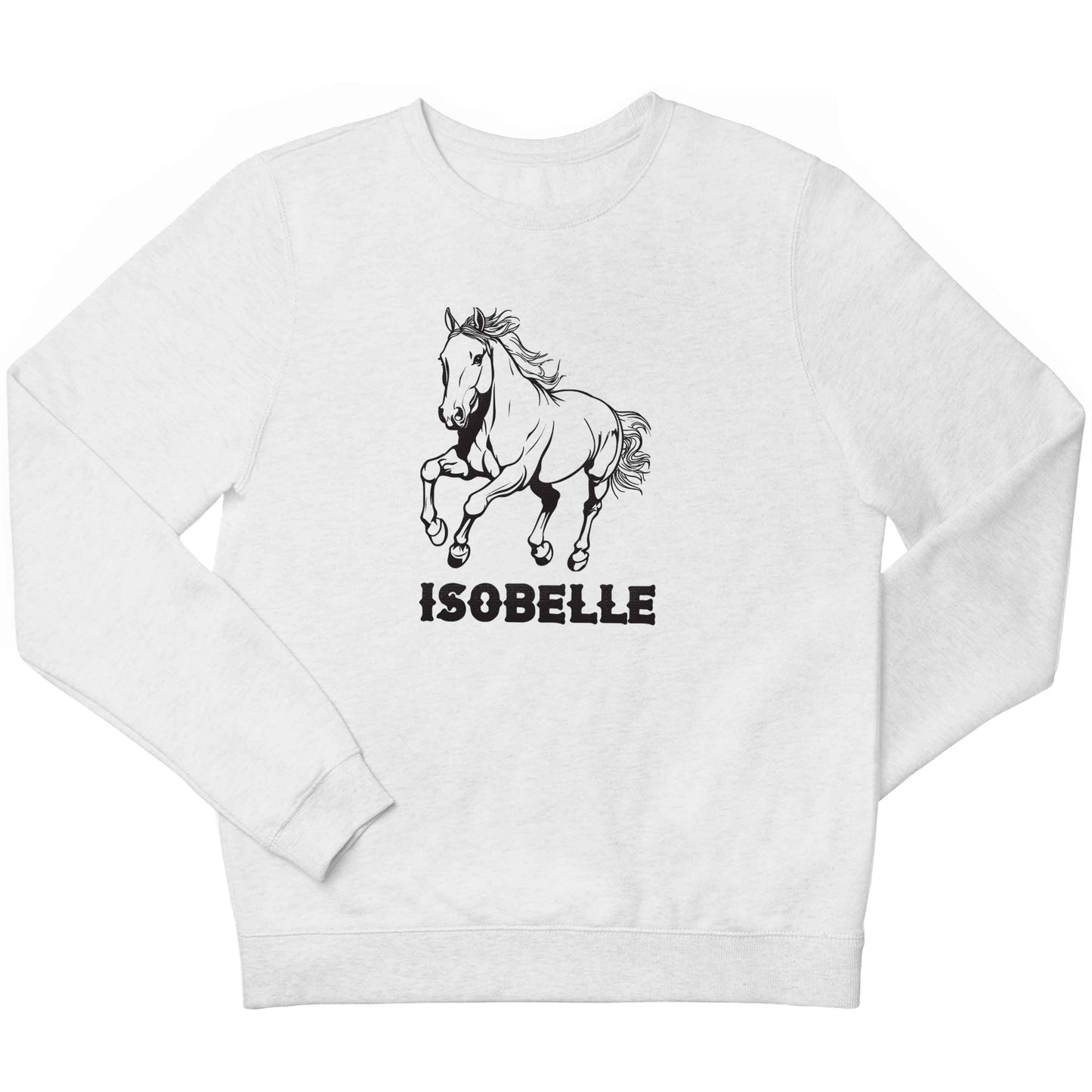 Horse illustration with personalised name children's white sweater 12-13 Years
