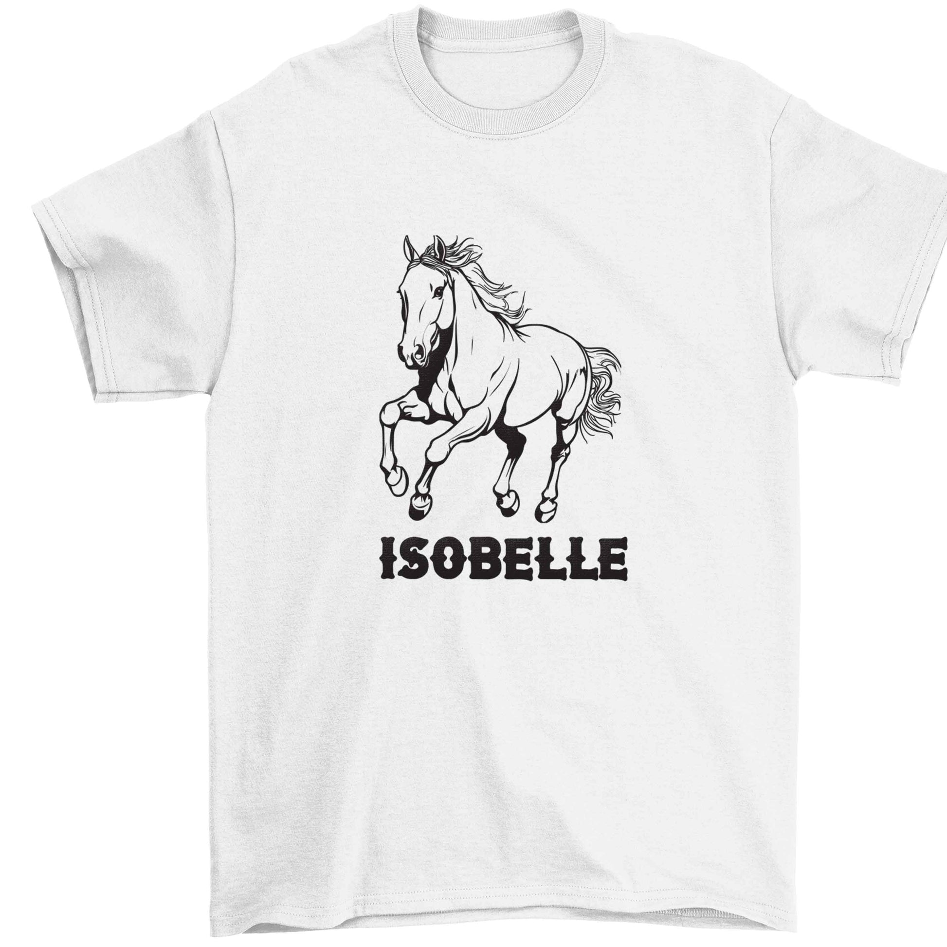 Horse illustration with personalised name Children's white Tshirt 12-13 Years