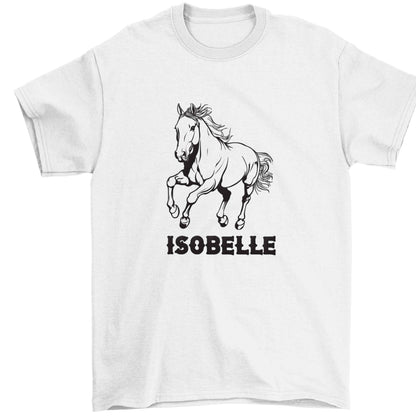 Horse illustration with personalised name Children's white Tshirt 12-13 Years