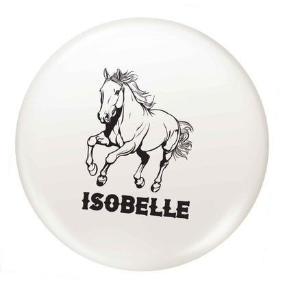 Horse illustration with personalised name small 25mm Pin badge