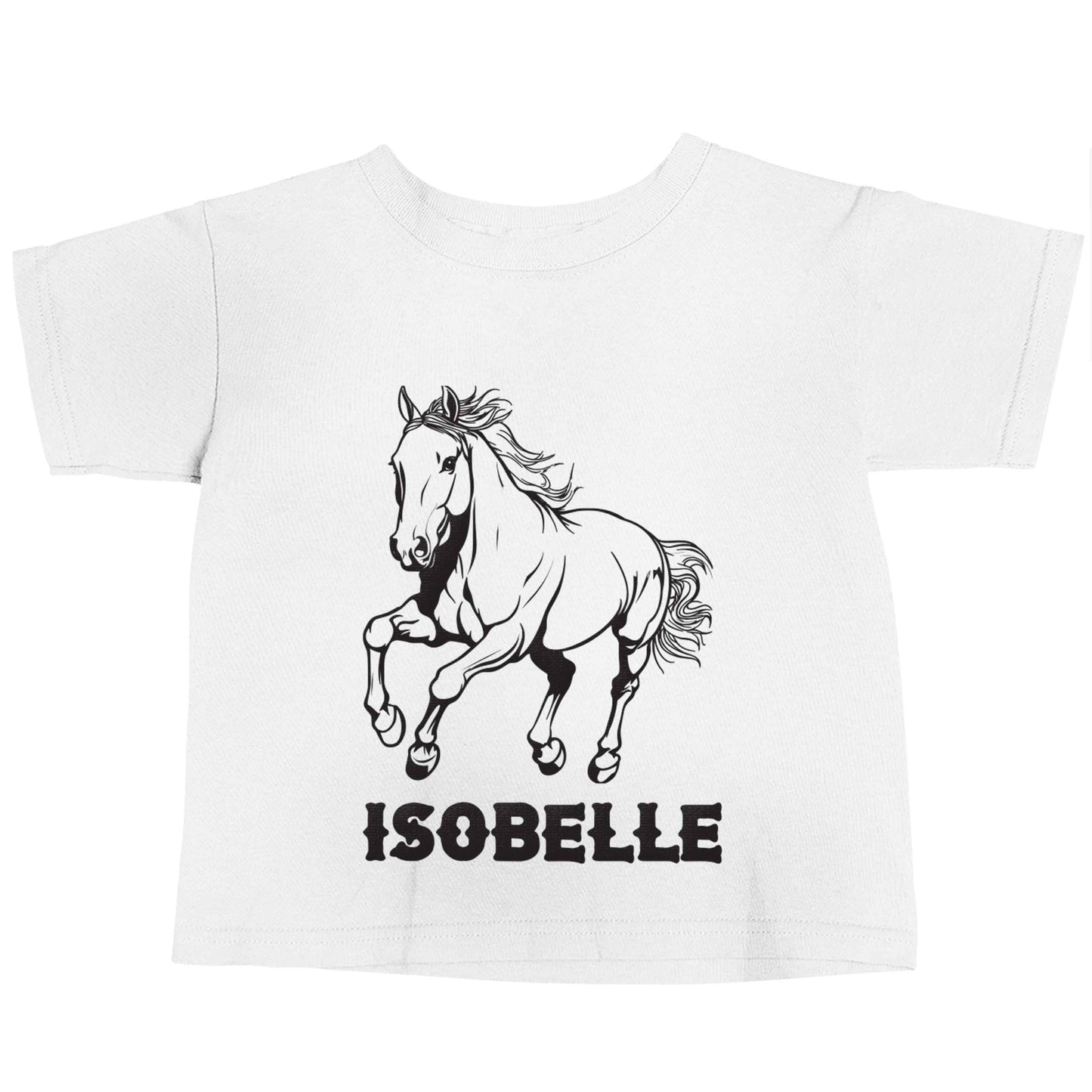 Horse illustration with personalised name white baby toddler Tshirt 2 Years