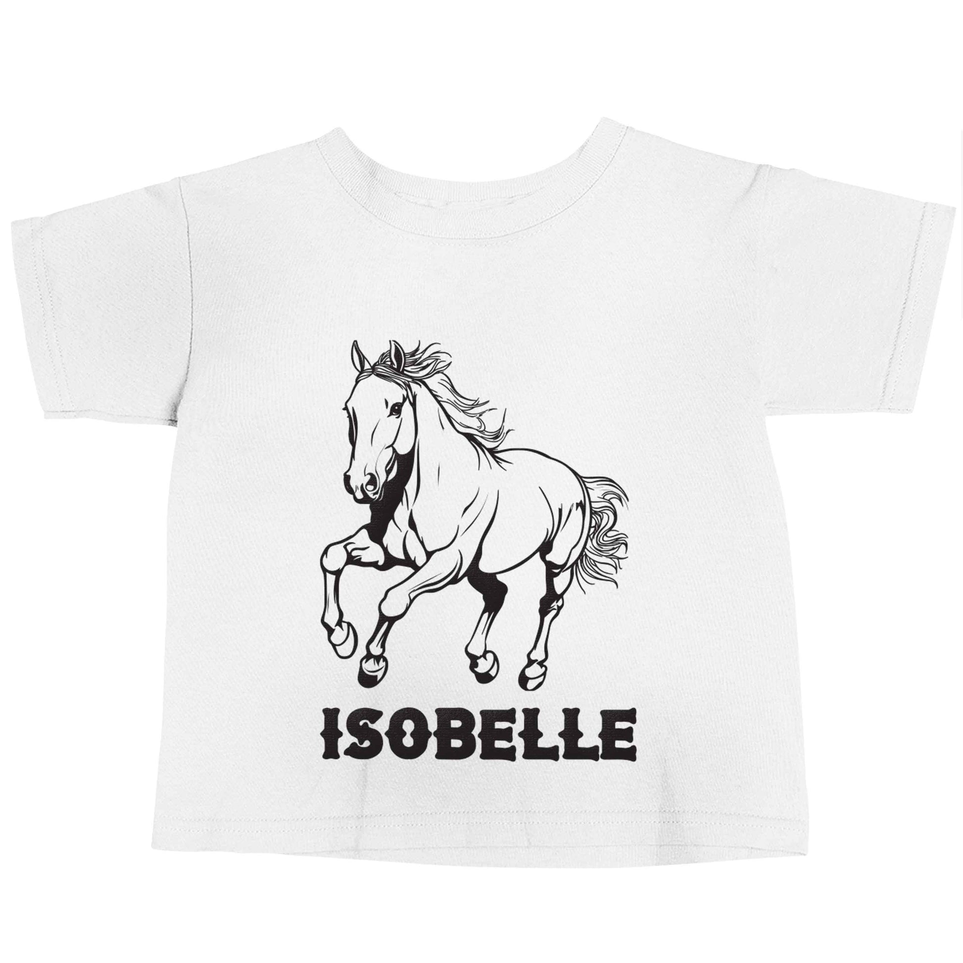 Horse illustration with personalised name white baby toddler Tshirt 2 Years