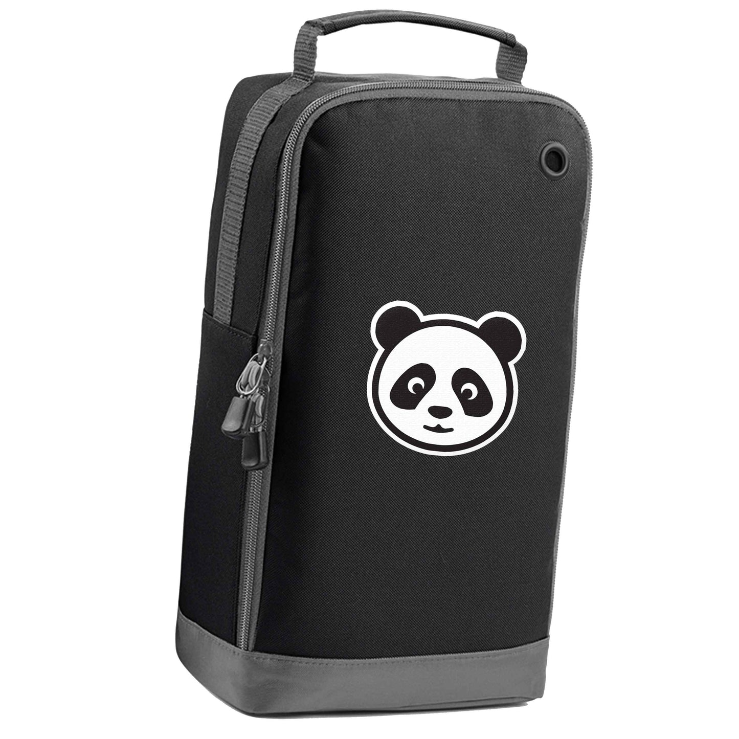 Panda face black sports shoe bag vertical print