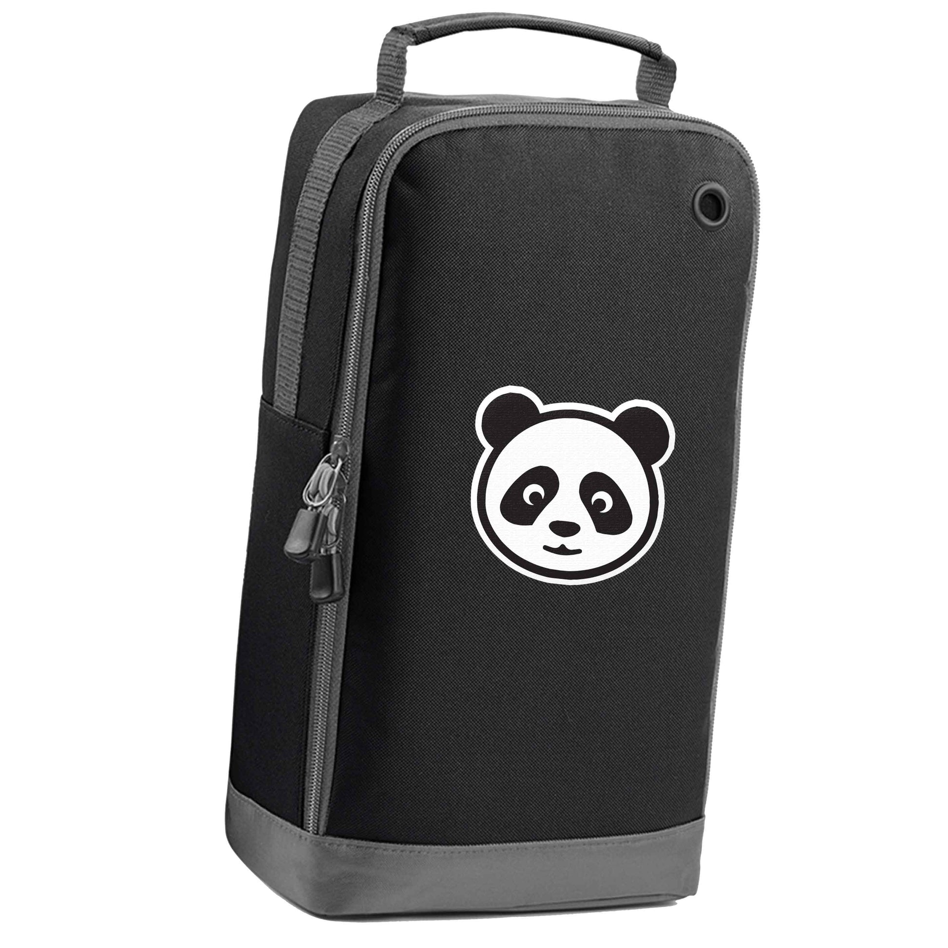 Panda face black sports shoe bag vertical print