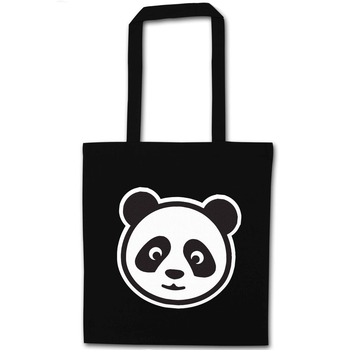 Panda face black tote bag