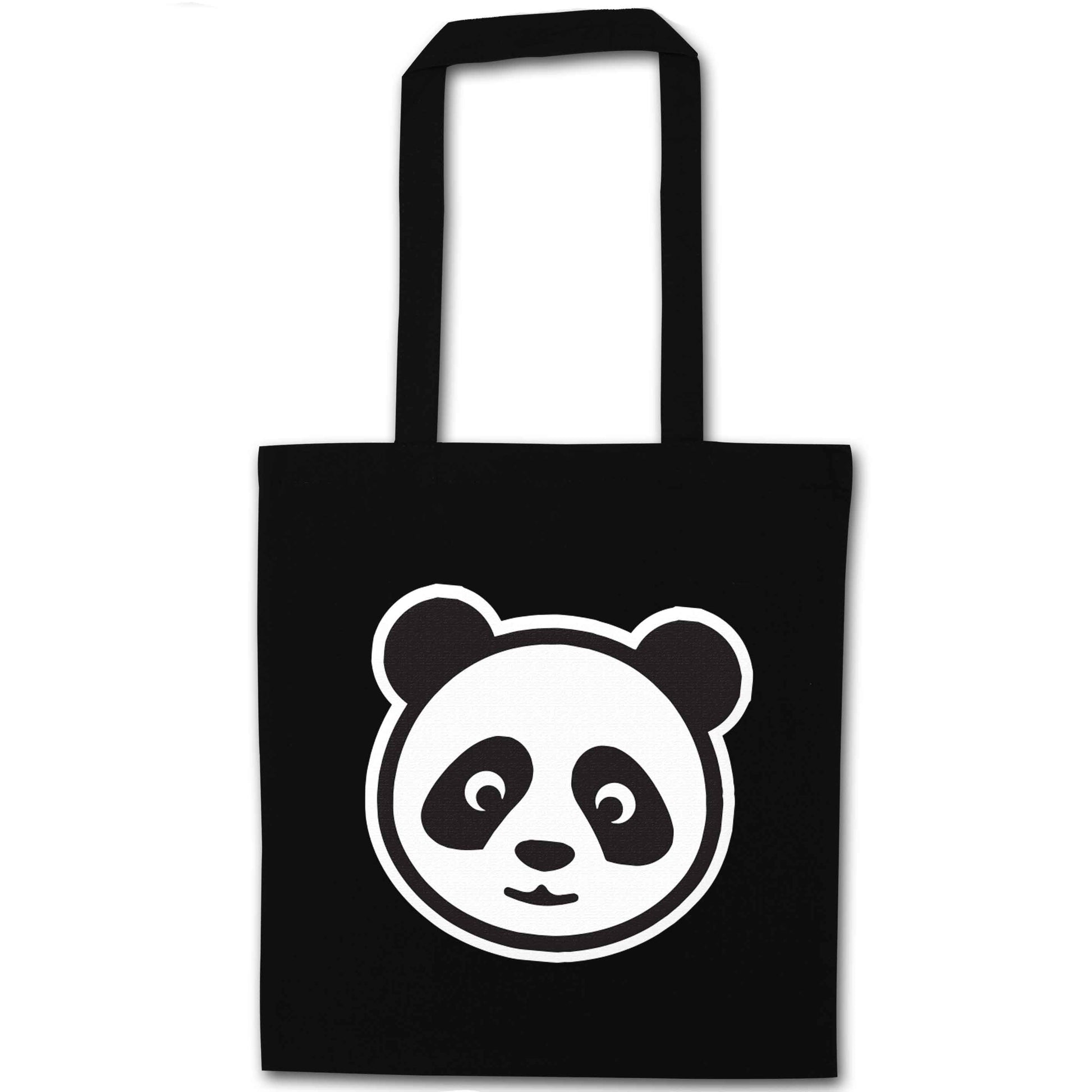 Panda face black tote bag