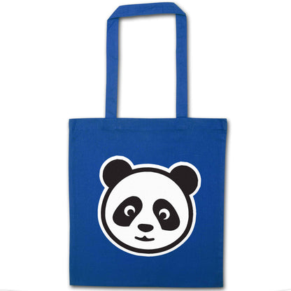 Panda face blue tote bag