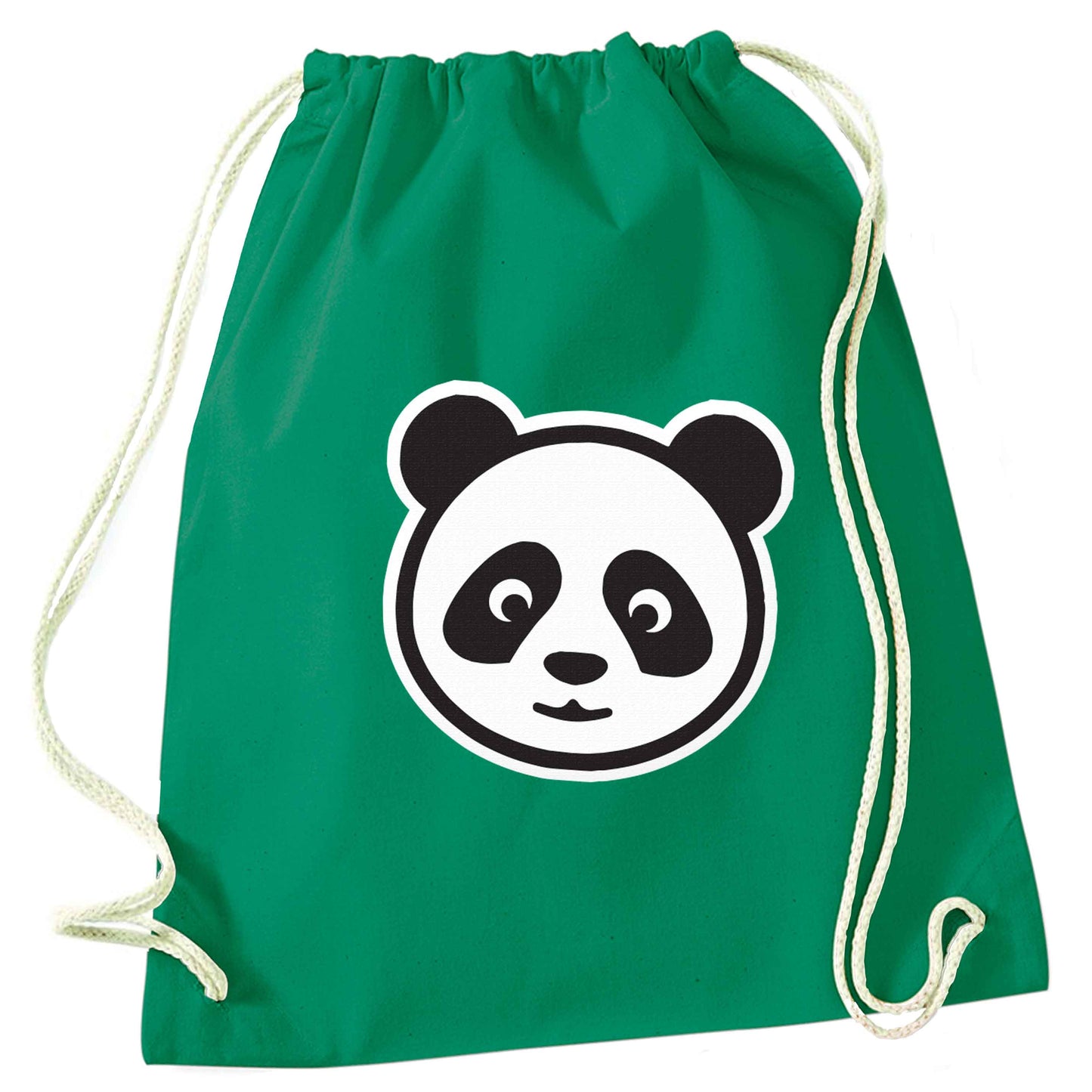 Panda face green drawstring bag