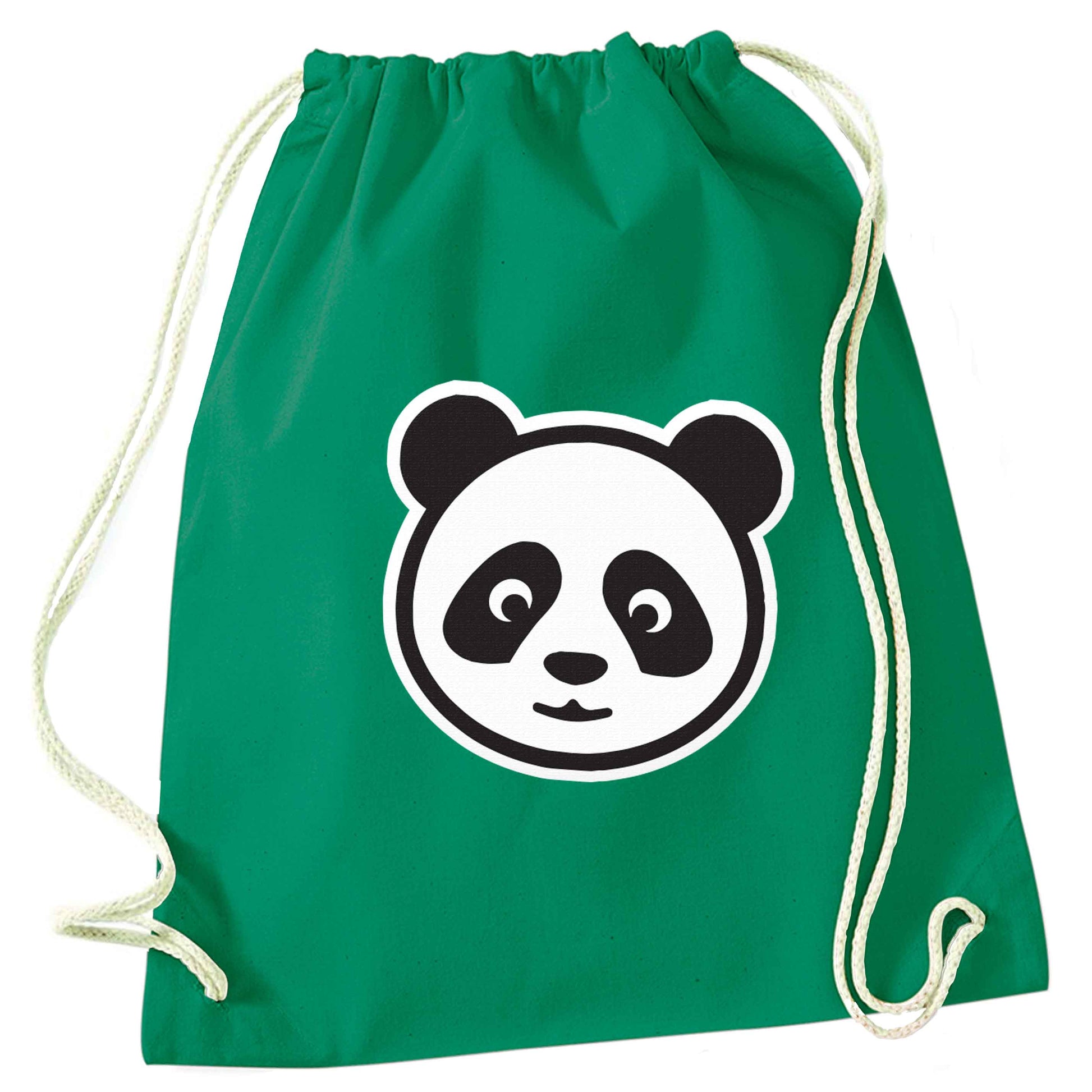 Panda face green drawstring bag