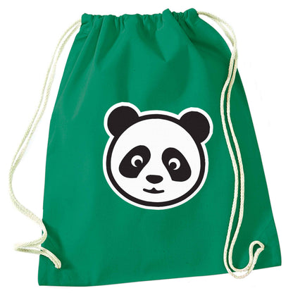 Panda face green drawstring bag