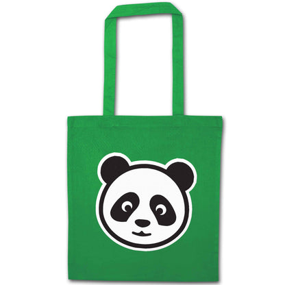Panda face green tote bag
