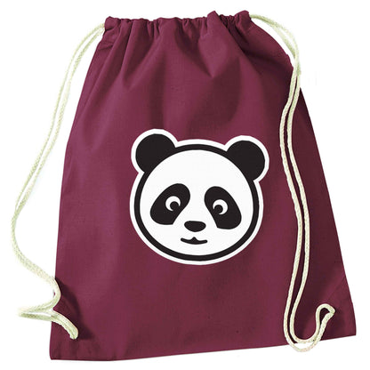 Panda face maroon drawstring bag
