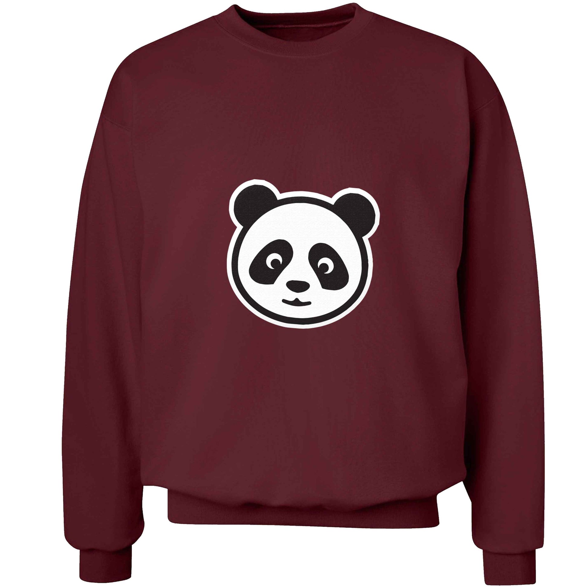 Panda face adult's unisex maroon sweater 2XL