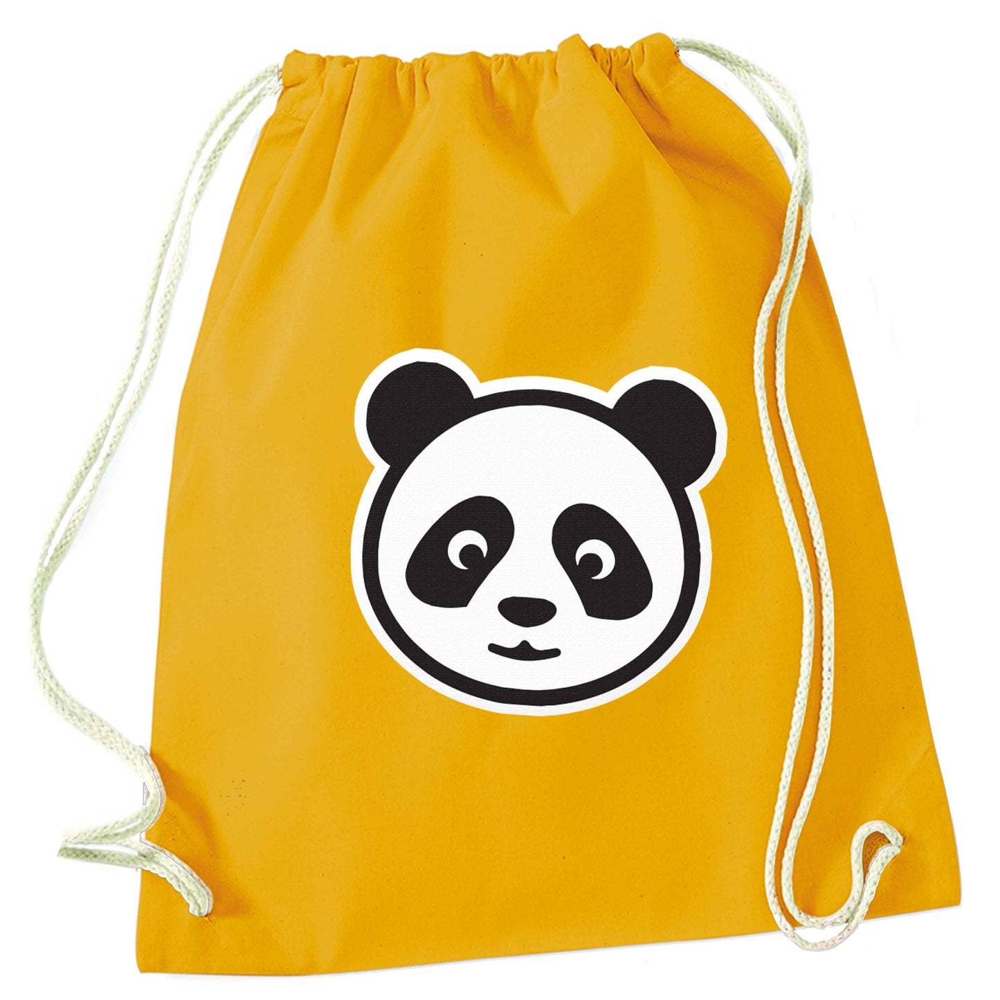 Panda face mustard drawstring bag