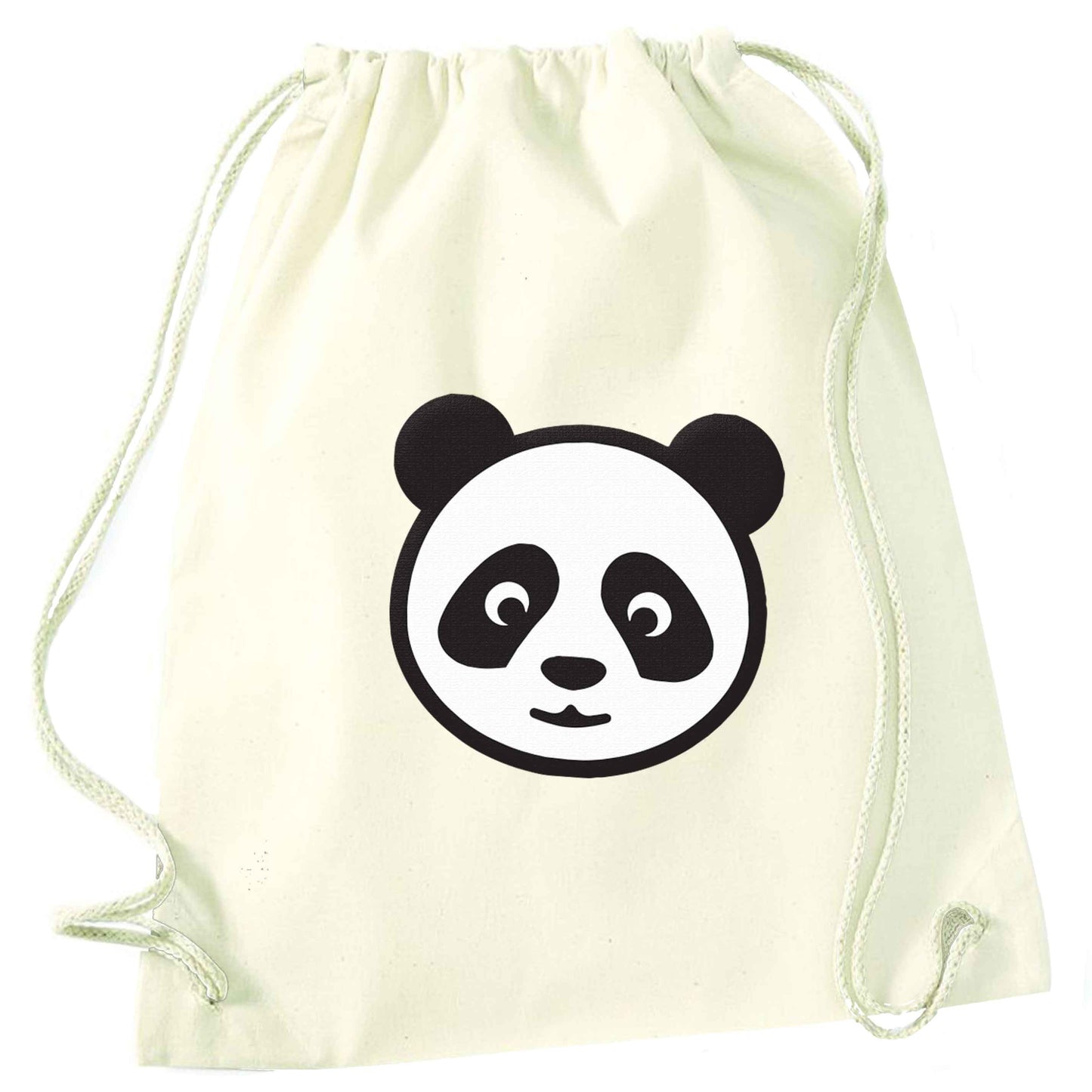 Panda face natural drawstring bag