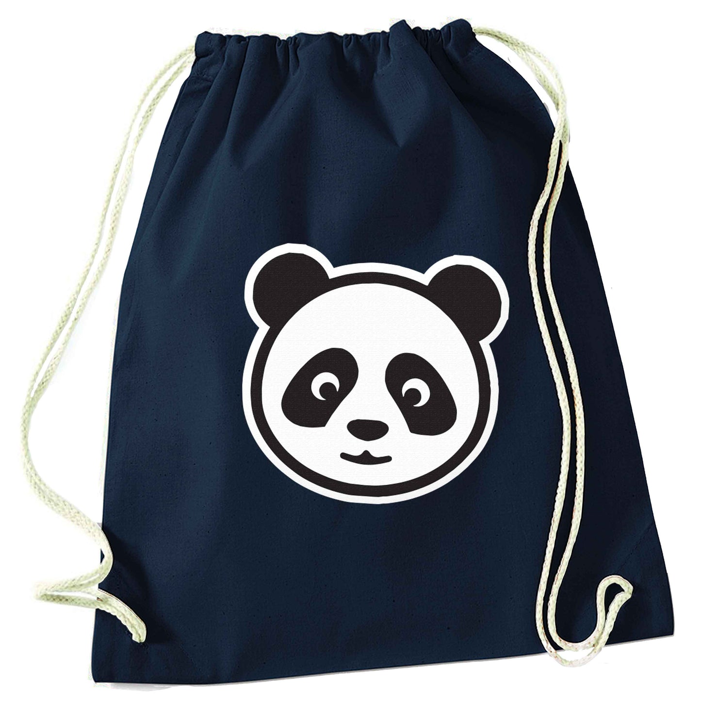 Panda face navy drawstring bag