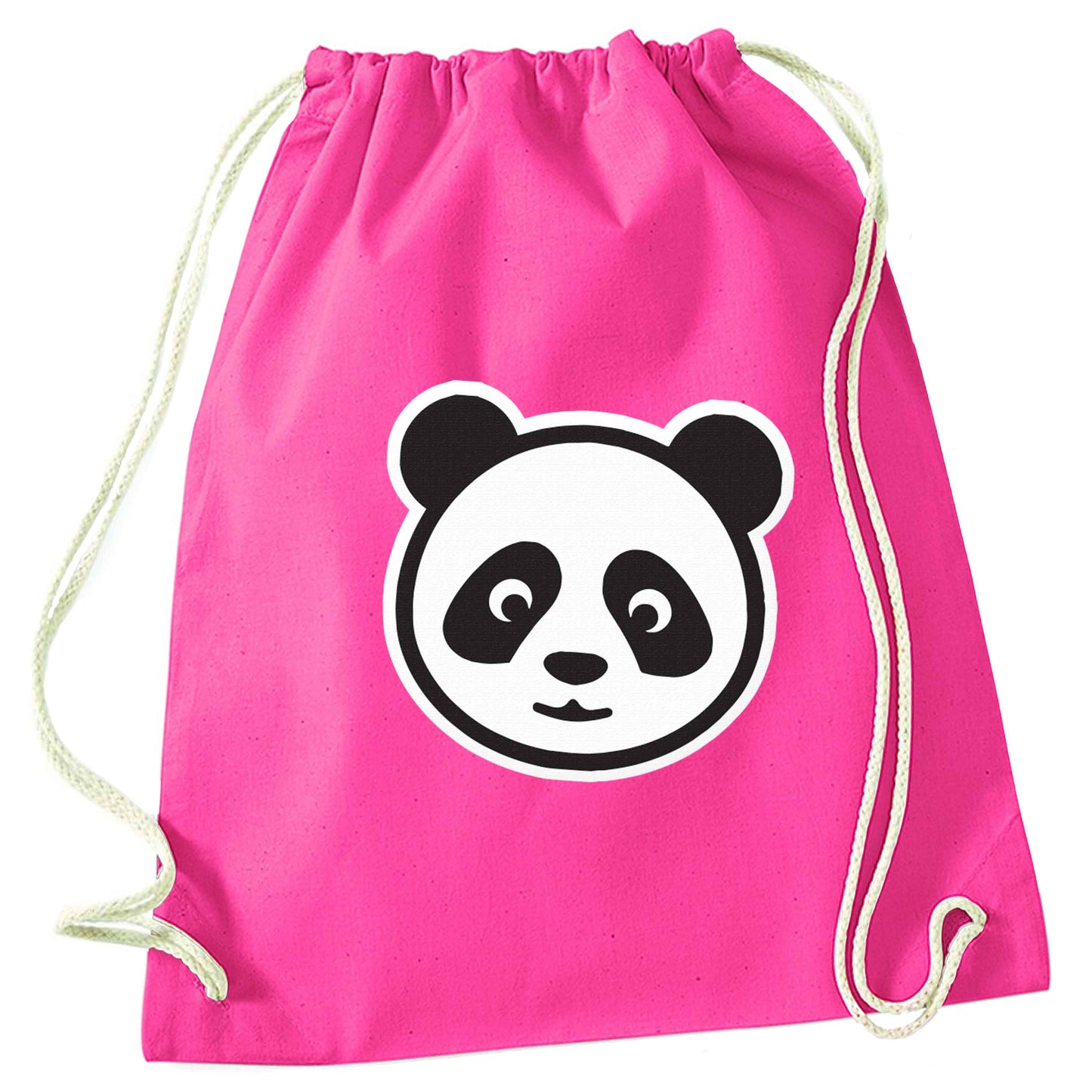 Panda face pink drawstring bag