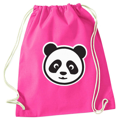Panda face pink drawstring bag