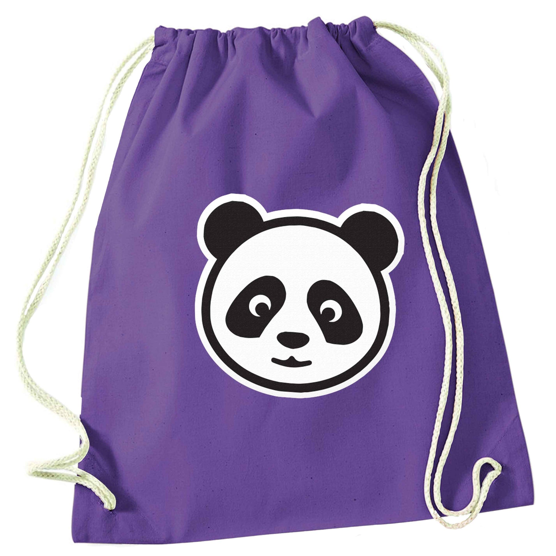 Panda face purple drawstring bag