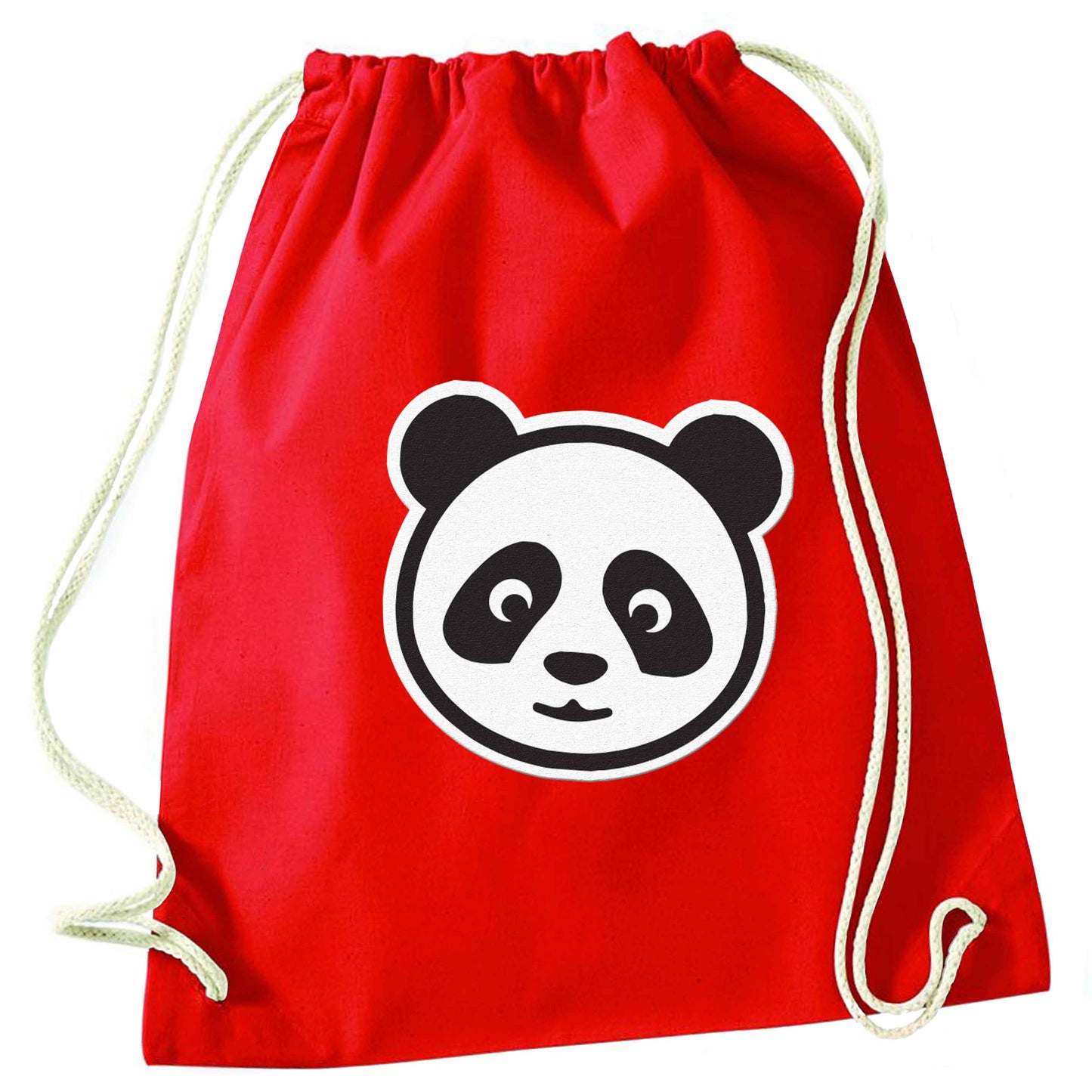 Panda face red drawstring bag 