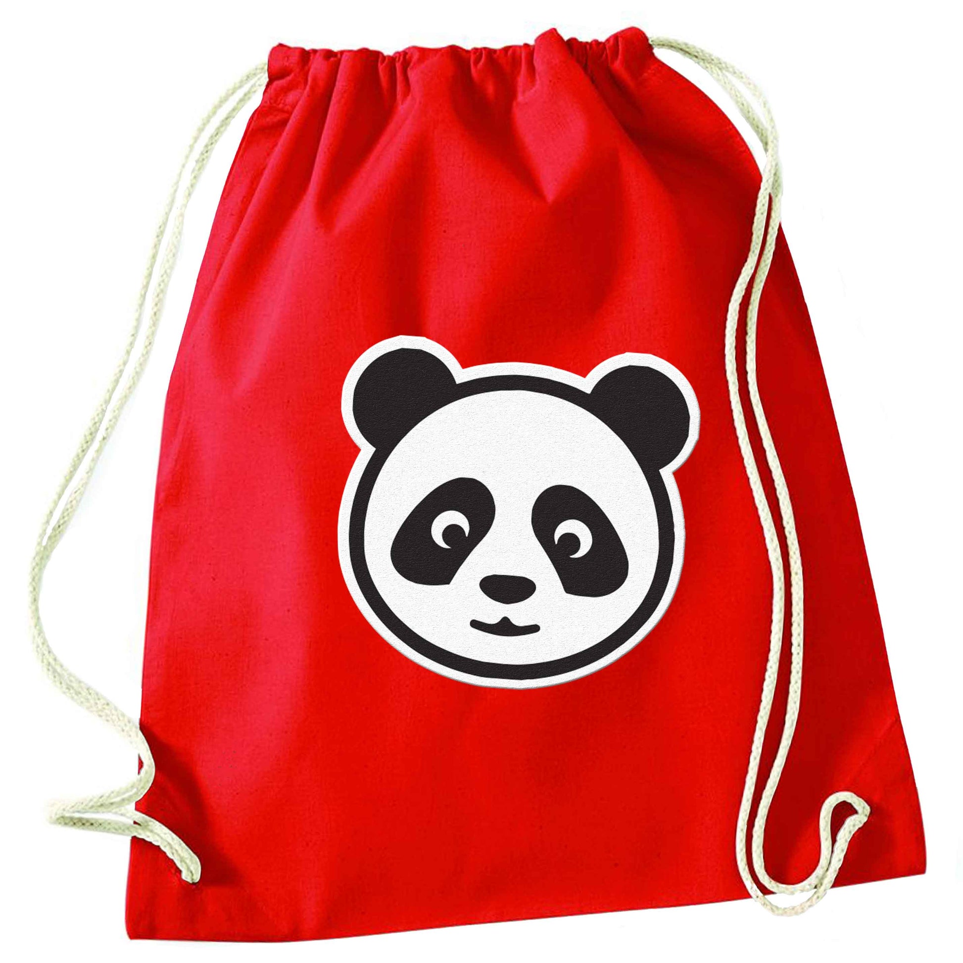 Panda face red drawstring bag 