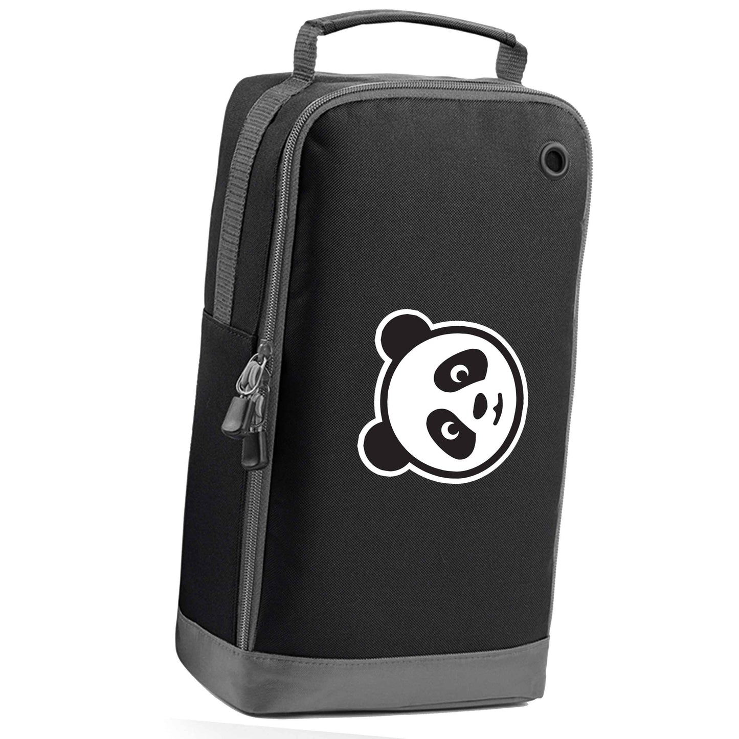 Panda face black sports shoe bag horizontal print