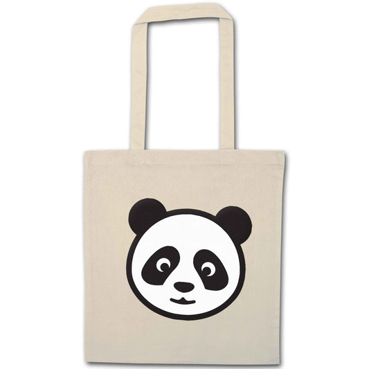 Panda face natural tote bag