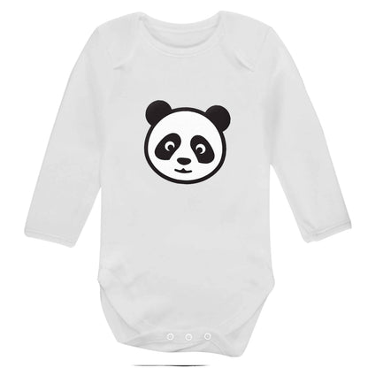 Panda face baby bodysuit long sleeved white 6-12 months