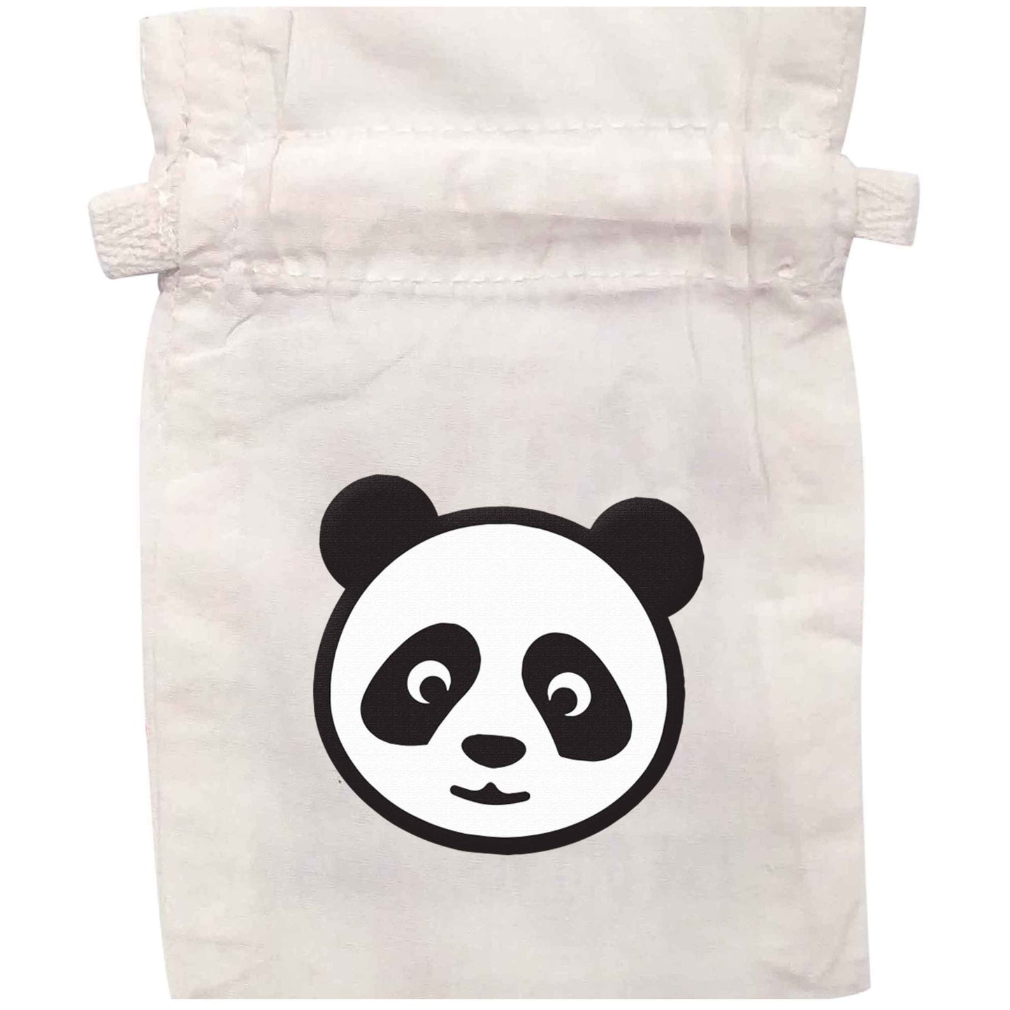 Panda face | XS - L | Pouch / Drawstring bag / Sack | Organic Cotton | Bulk discounts available!