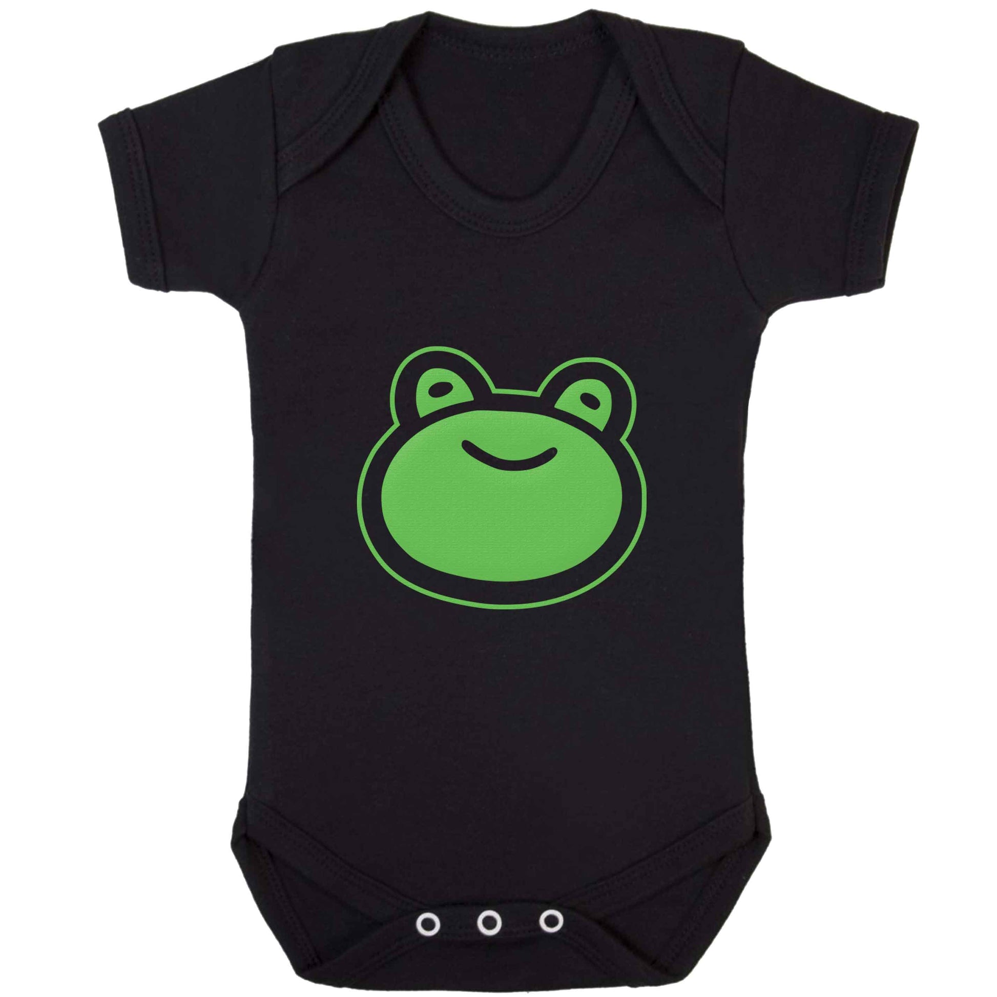 Frog face illustration baby bodysuit black 18-24 months