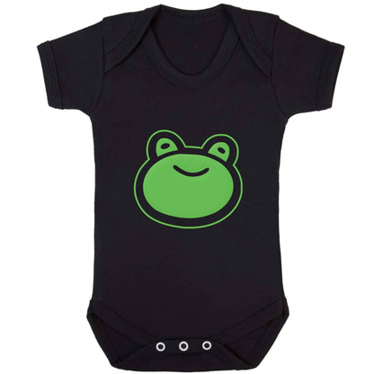 Frog face illustration baby bodysuit black 18-24 months