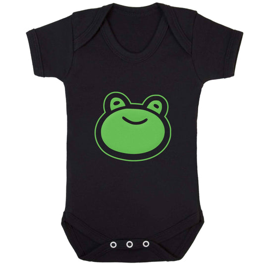 Frog face illustration baby bodysuit black 18-24 months