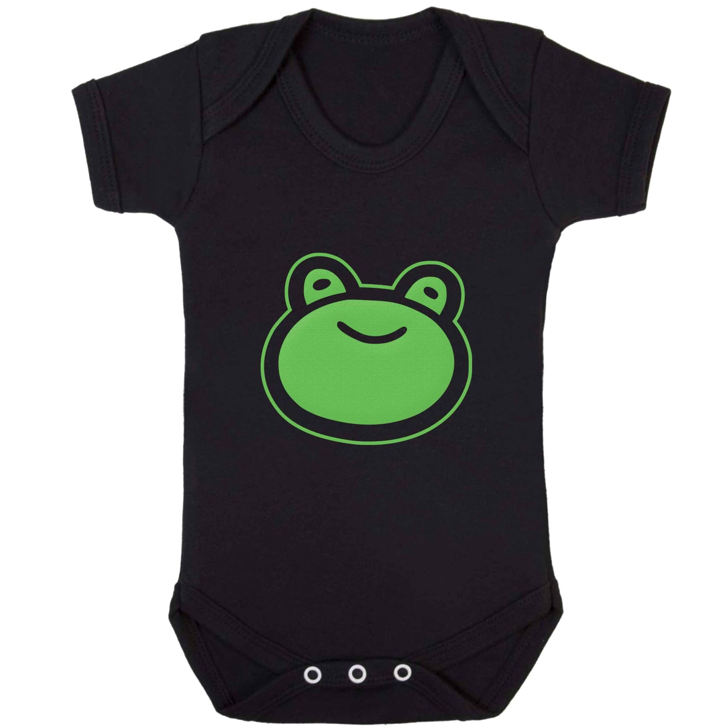 Frog face illustration baby vest black 18-24 months