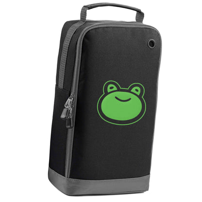 Frog face illustration black sports shoe bag vertical print