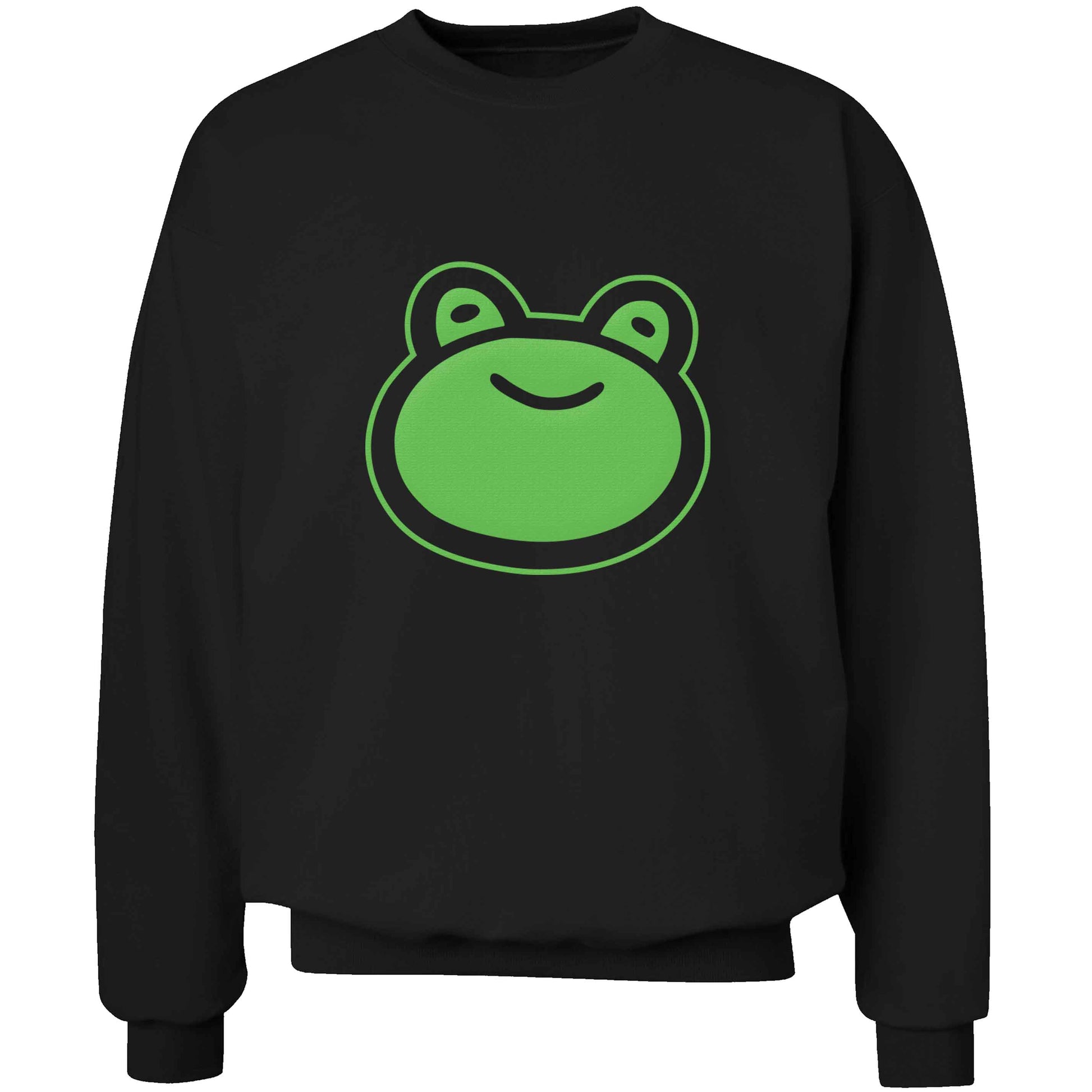 Frog face illustration adult's unisex black sweater 2XL