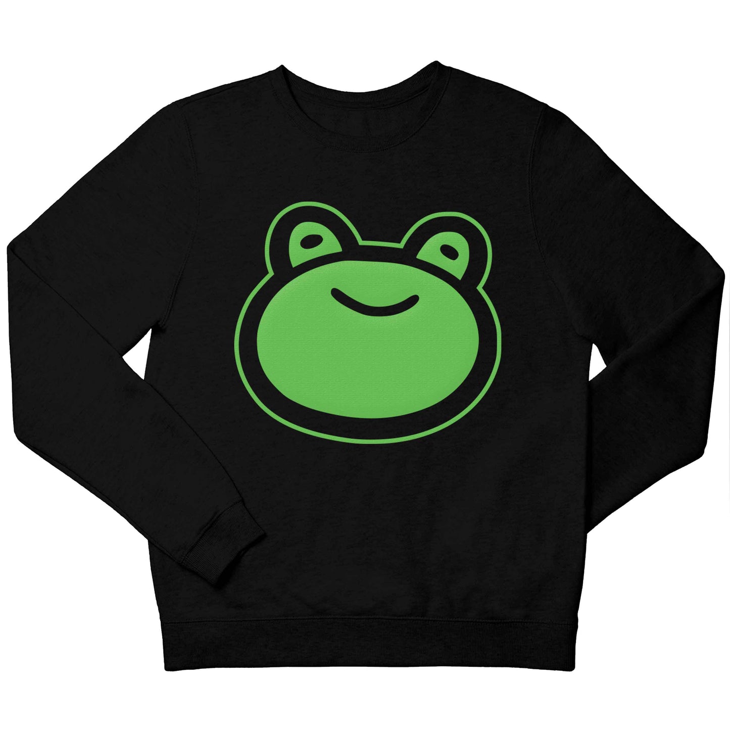 Frog face illustration children's black sweater 12-13 Years