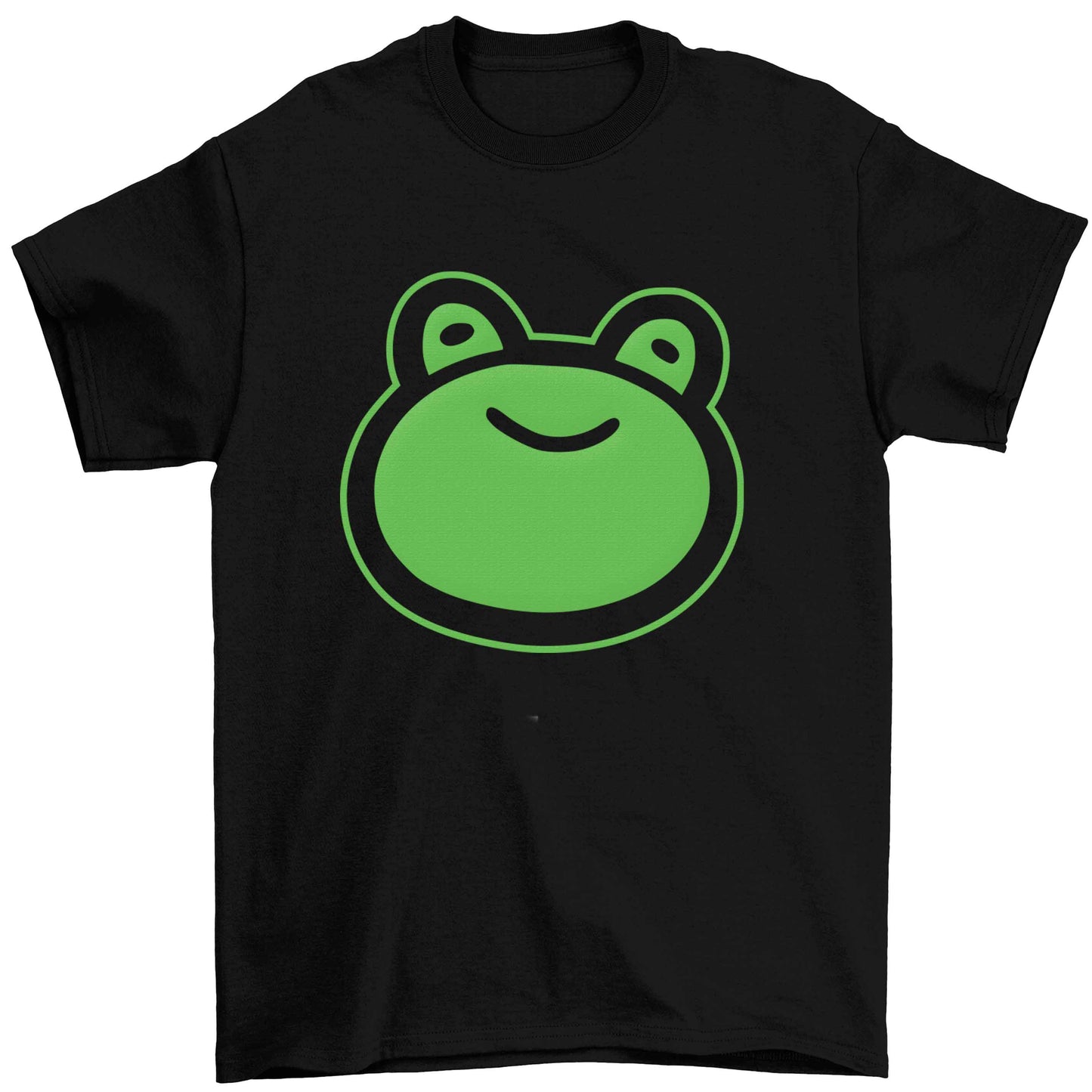 Frog face illustration Children's black Tshirt 12-13 Years