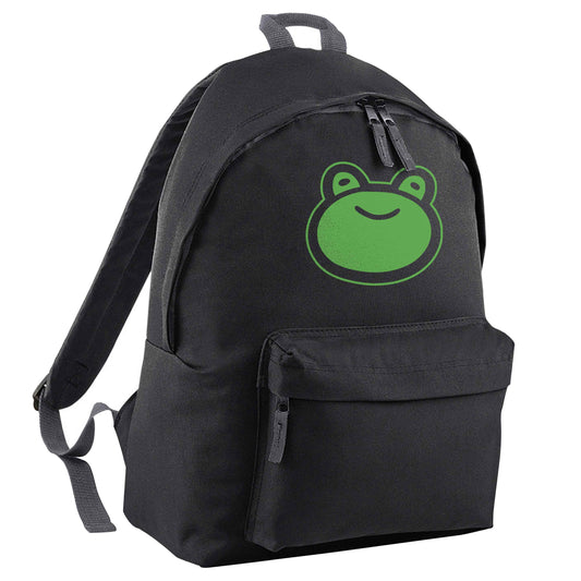 Frog face illustration black adults backpack