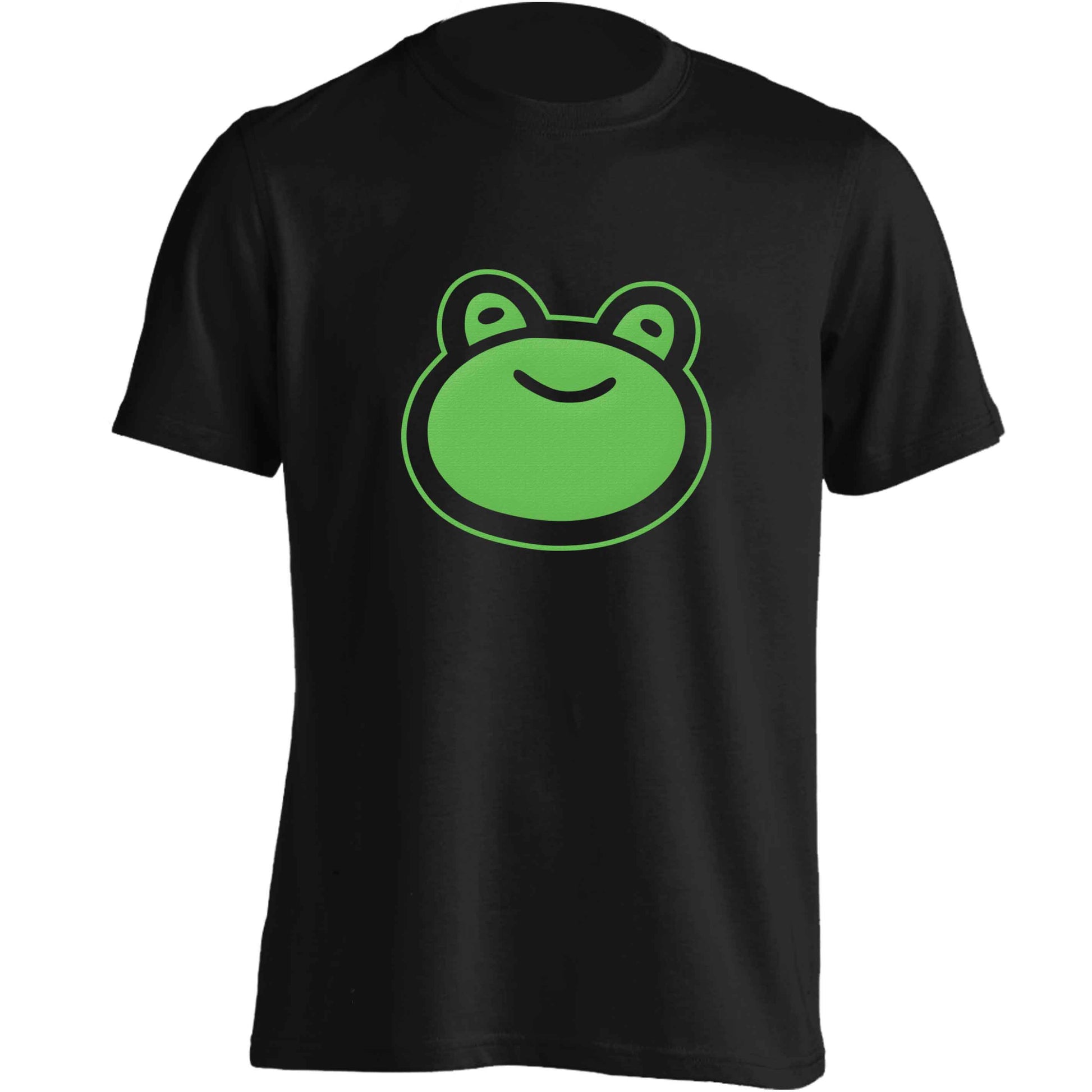 Frog face illustration adults unisex black Tshirt 2XL