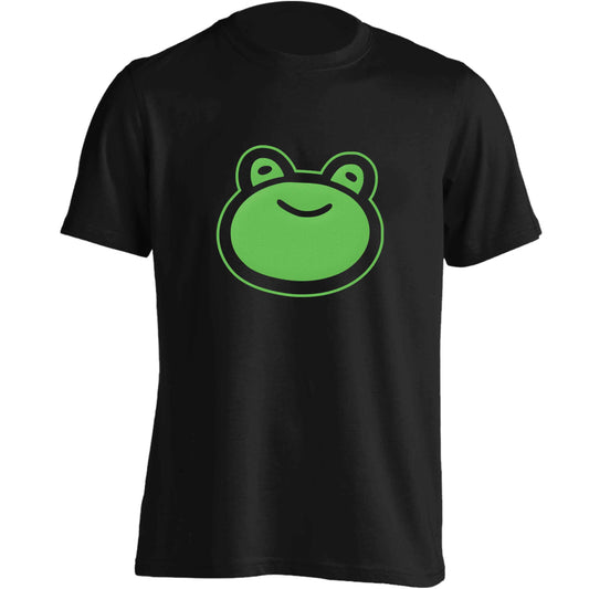 Frog face illustration adults unisex black Tshirt 2XL