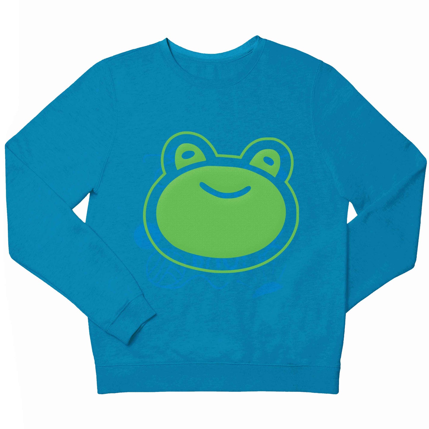 Frog face illustration children's blue sweater 12-13 Years