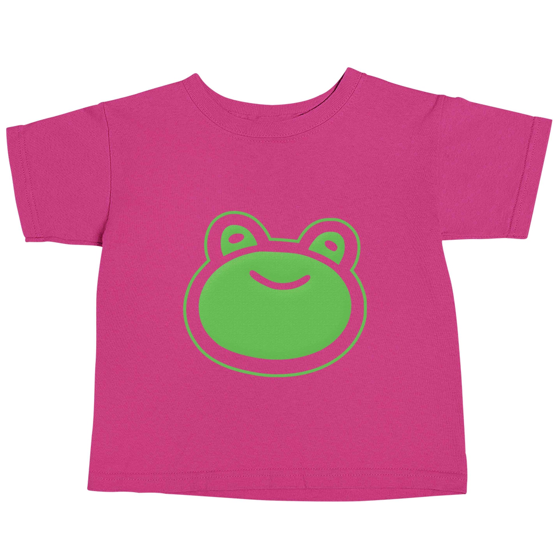 Frog face illustration pink baby toddler Tshirt 2 Years