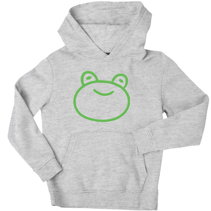 Frog face illustration children's grey hoodie 12-13 Years