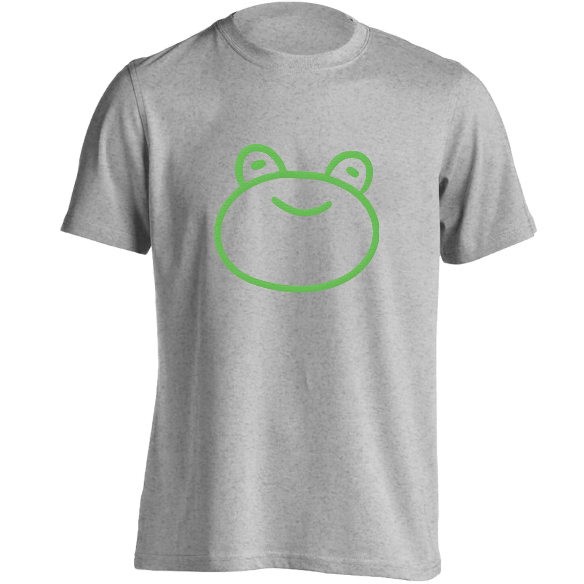 Frog face illustration adults unisex grey Tshirt 2XL