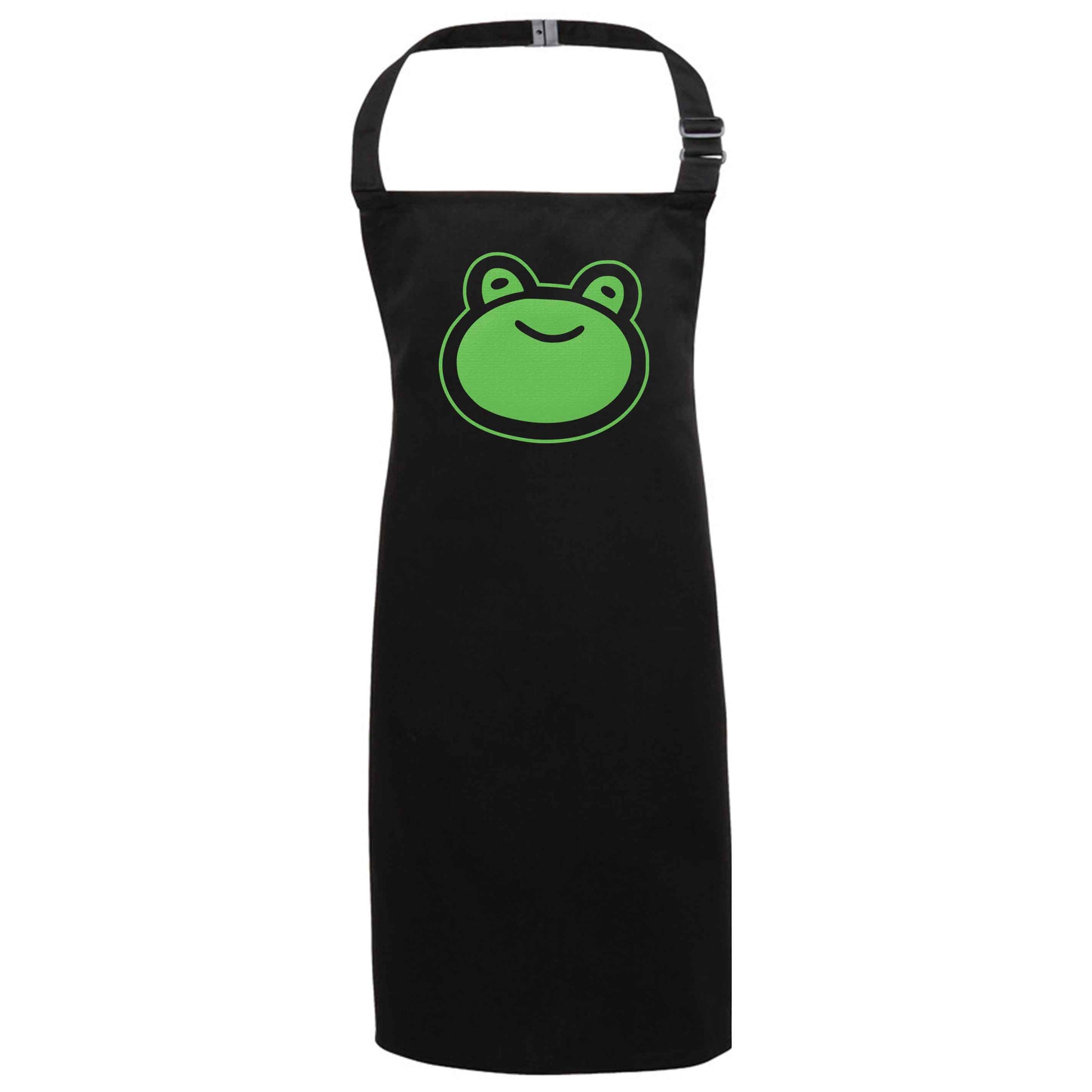 Frog face illustration black apron 7-10 years