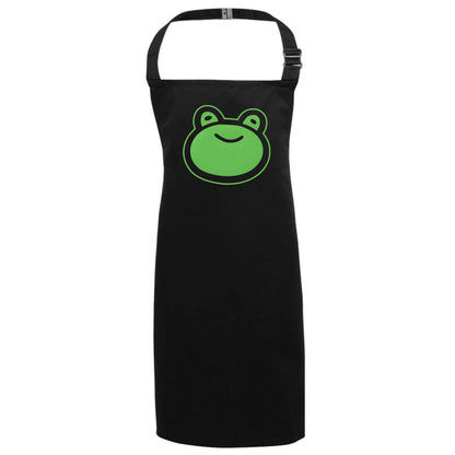 Frog face illustration black apron 7-10 years