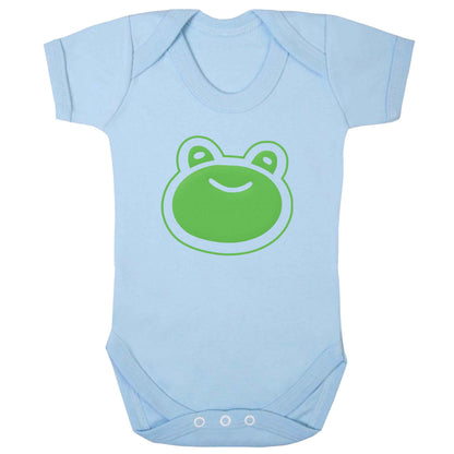 Frog face illustration baby vest pale blue 18-24 months