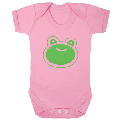 Frog face illustration baby bodysuit pale pink 18-24 months