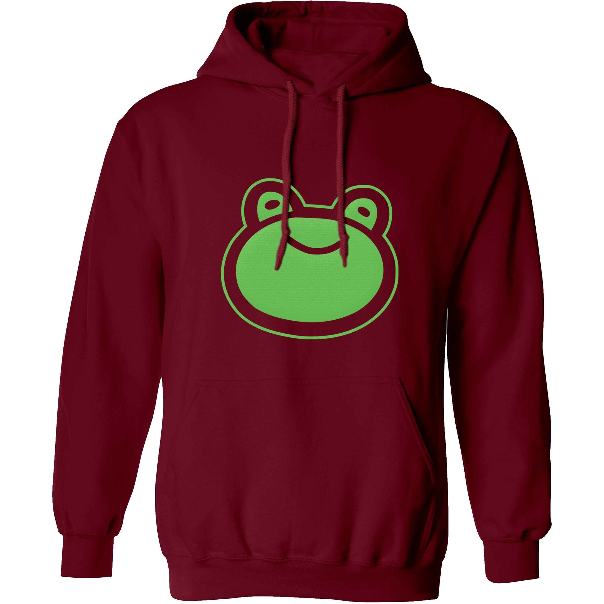 Frog face illustration adults unisex maroon hoodie 2XL